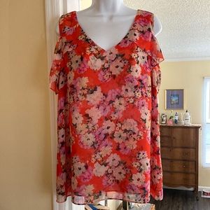 CAbi orange flowered blouse - Large